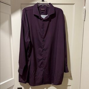 Men's Red and Navy Blue Casual Button-Down Shirt, cooling material, 3XL